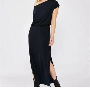 Lovestitch Black Off- Shoulder Split Leg Maxi Dress nwot